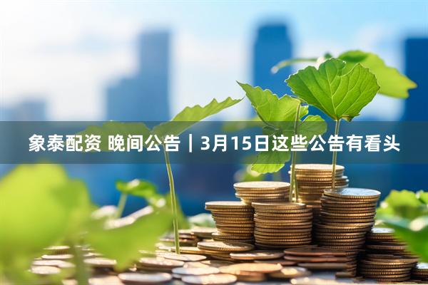 象泰配资 晚间公告｜3月15日这些公告有看头