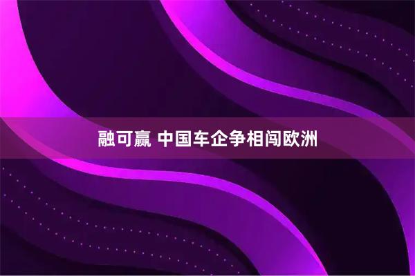 融可赢 中国车企争相闯欧洲